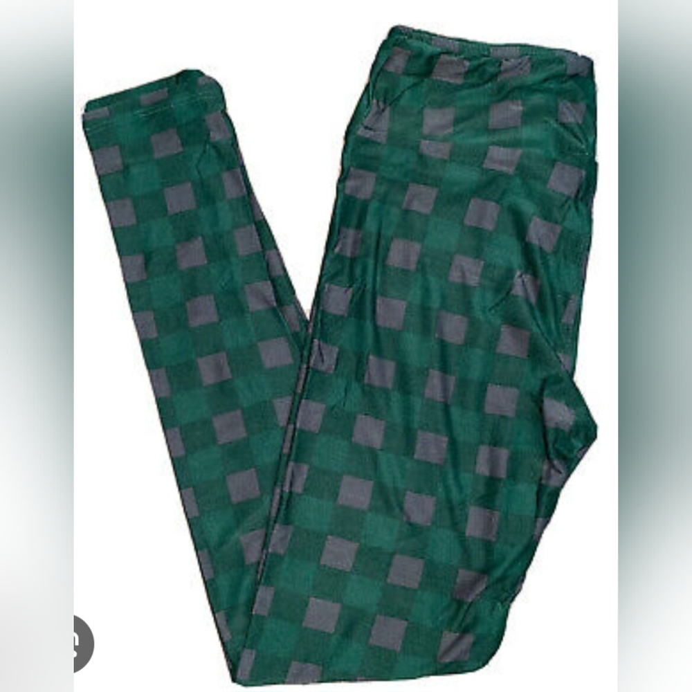 LuLaRoe Leggings TC2 Green Checkered